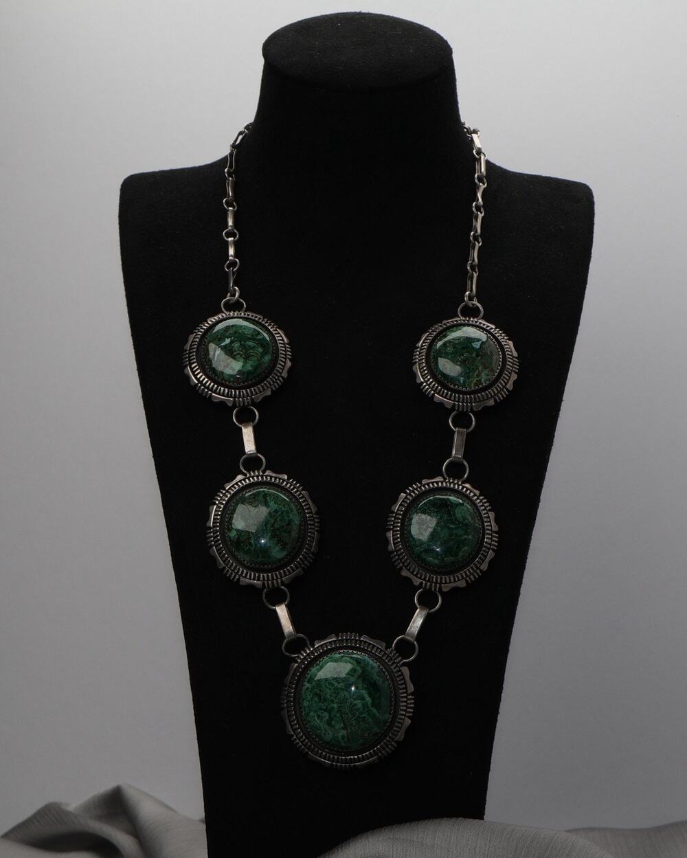 Navajo Begay Azurite Sterling Silver Link Necklace 109.3G / 23in